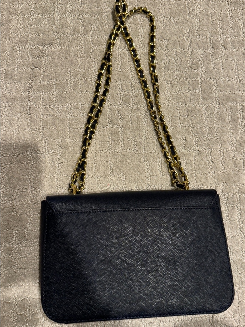 Tory Burch Navy Blue Leather Crossbody with Gold Chain - Picture 2 of 3
